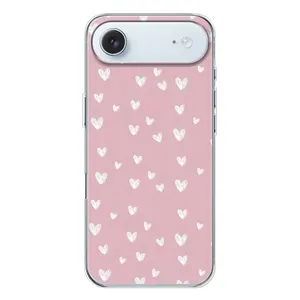 Чехол с розовым рисунком для iPhone 17 Air (Сердечки на розовом)