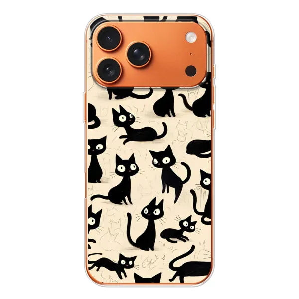 Чохол з принтом «Чорні коти» для iPhone 17 Pro Max Чохол з принтом «Чорні коти» для iPhone 17 Pro Max