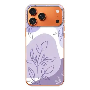 Силиконовый чехол с принтом в цветах на iPhone 17 Pro Max (Фиолетовые листья абстракция)