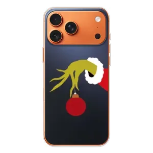 Зимні Чохли для Айфон 17 Pro Max - прозорий фон (Грінч з іграшкою)