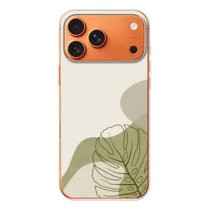 Силиконовый чехол с принтом в цветах на iPhone 17 Pro Max (Зеленая монстера дизайн)