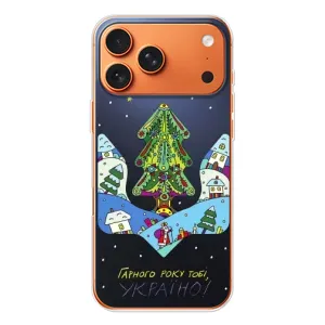 Зимні Чохли для Айфон 17 Pro Max - прозорий фон (Різдвяний герб)