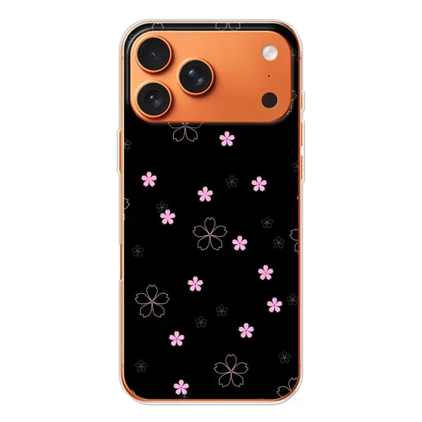 Чехол с принтом «Розовые цветы на черном» для iPhone 17 Pro Max
