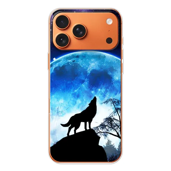 Чохол з принтом «Вовк на місяць» для iPhone 17 Pro Max Чохол з принтом «Вовк на місяць» для iPhone 17 Pro Max