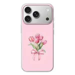 Чехол с розовым рисунком для iPhone 17 Pro (Букет цветов)