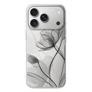 Чехол с цветочным принтом на Айфон 17 Pro (Черные цветы)