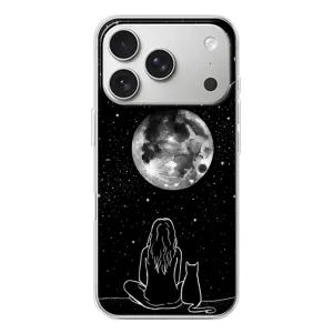 Чехол с рисунком кот на iPhone 17 Pro (Девушка с котом)