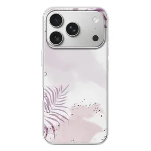 Чехол с цветочным принтом на Айфон 17 Pro (Фиолетовые листья)