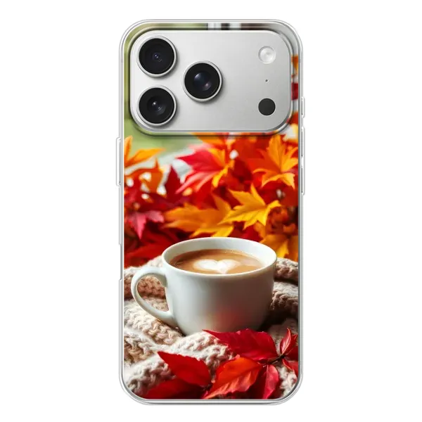 Чехол с принтом «Кофе и листья» для iPhone 17 Pro