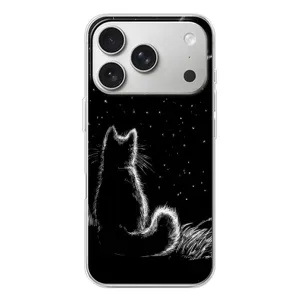 Чехол с принтом для iPhone 17 Pro (AlphaPrint) Модные коты (Котик и луна)