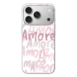Чехол с розовым рисунком для iPhone 17 Pro (Аморе любовь)