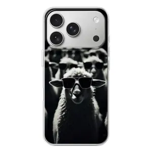 Чехол с принтом стильные животные для Айфон 17 Pro (Овечка в очках)