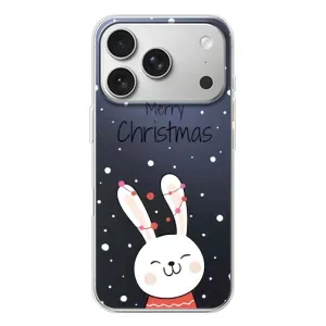 Зимние Чехлы для Айфон 17 Pro - прозрачный фон (Рождественский заяц)