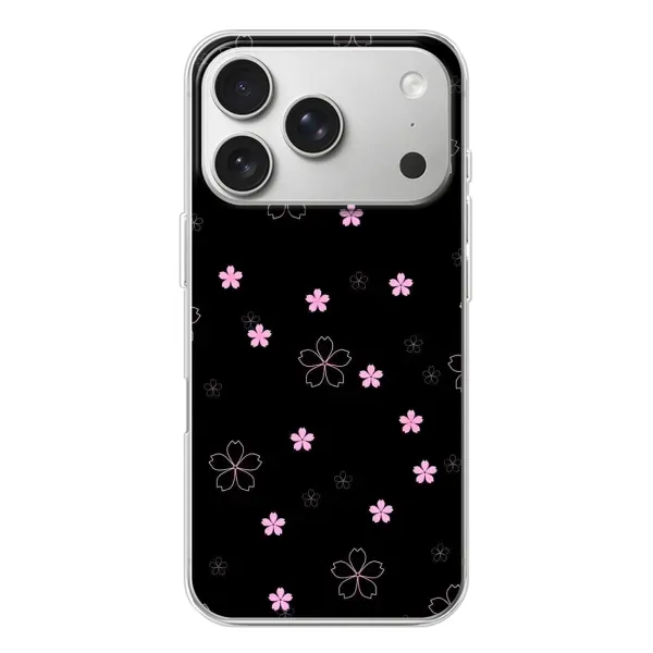 Чехол с принтом «Розовые цветы на черном» для iPhone 17 Pro