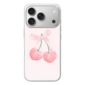 Чехол с розовым рисунком для iPhone 17 Pro (Розовые вишни)