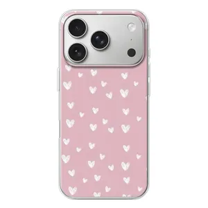 Чехол с розовым рисунком для iPhone 17 Pro (Сердечки на розовом)