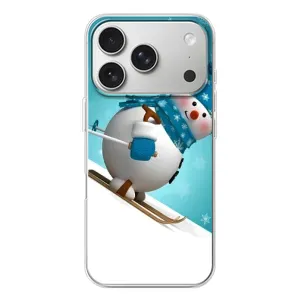 Новогодние Чехлы для Айфон 17 Pro (VPrint) (Снеговик на лыжах)