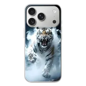 Чехол с картинкой «Хищники» для iPhone 17 Pro (Белый тигр в дыму)