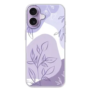 Силиконовый чехол с принтом в цветах на iPhone 17 (Фиолетовые листья абстракция)