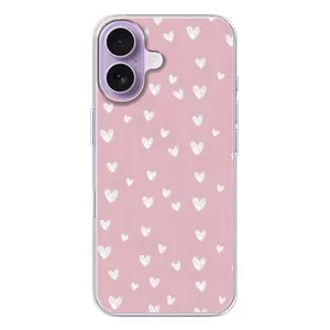 Чехол с розовым рисунком для iPhone 17 (Сердечки на розовом)