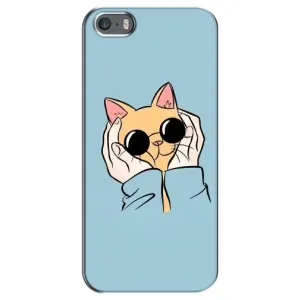 Чохол на Епл 5 / 5с / СЕ з Котиками (VPrint) (Котик в окулярах)