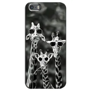 Силіконовий чохол з КАРТИНКАМИ літо для iPhone 5 / 5s / SE (AlphaPrint) (Жирафи в окулярах)
