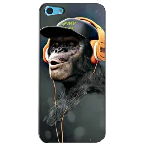 Чехол с Обезьянами iPhone 5c - (AlphaPrint) (В наушниках)
