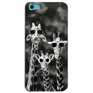 Силіконовий чохол з КАРТИНКАМИ літо для iPhone 5c (AlphaPrint) (Жирафи в окулярах)