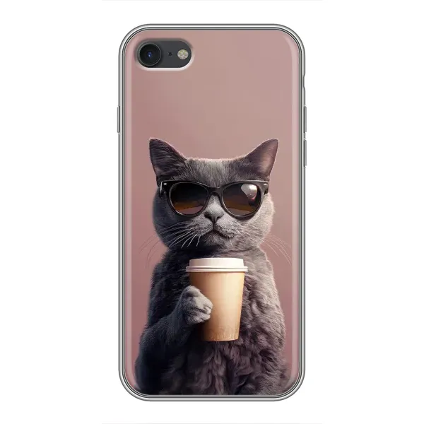 Чехол с принтом «Кот с кофе» для iPhone 6 / 6s