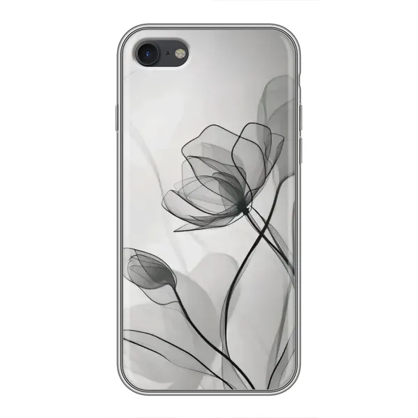 Чохол з принтом «Чорні квіти» для iPhone 7