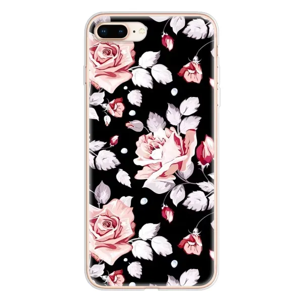 Чохол з принтом «Квіти на чорному» для iPhone 8 Plus