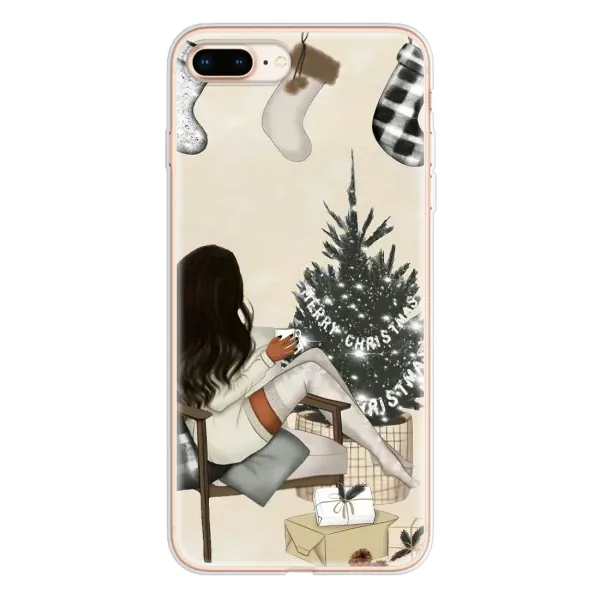 Чехол с принтом «Девушка с елкой» для iPhone 8 Plus