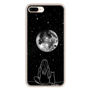 Чехол с рисунком кот на iPhone 8 Plus (Девушка с котом)