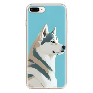 Чехол с Хаски для iPhone 8 Plus - (AlphaPrint) (Хаски арт)