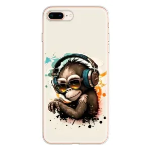 Чехол с Обезьянами iPhone 8 Plus - (AlphaPrint) (Макака в наушниках)