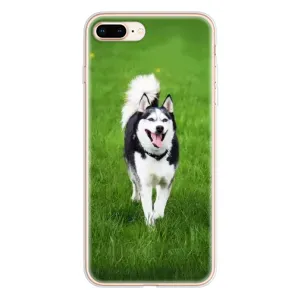 Чехол с Хаски для iPhone 8 Plus - (AlphaPrint) (Радостный Хаски)