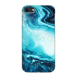 Мраморный чехол на iPhone SE (2020) (VPrint) (Голубой мрамор)
