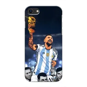 Чехлы для iPhone SE (2020) (Leo чемпион) (AlphaPrint) (Месси с кубком)