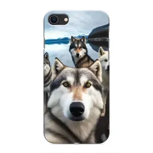 Чехол с Хаски для iPhone SE (2020) - (AlphaPrint) (Селфи ХАски)