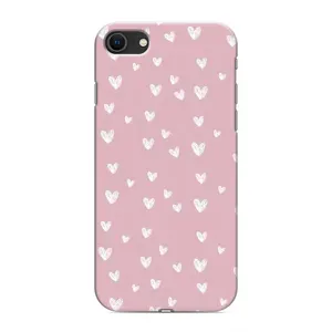 Чехол с розовым рисунком для iPhone SE (2020) (Сердечки на розовом)