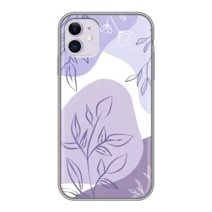 Силиконовый чехол с принтом в цветах на iPhone 11 (Фиолетовые листья абстракция)