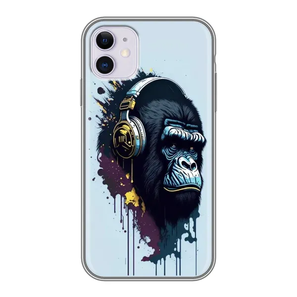 Чехол с принтом «Горилла в наушниках» для iPhone 11
