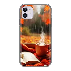 Чехол с уникальным дизайном «Осень с кофе» для iPhone 11 (Кофе и дождь)
