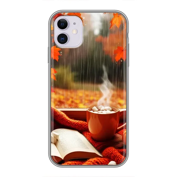 Чехол с принтом «Кофе и дождь» для iPhone 11