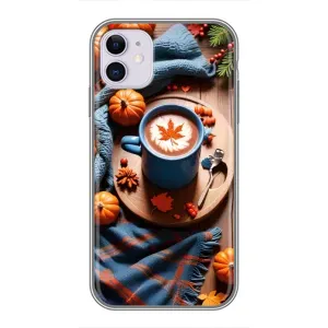 Чехол с уникальным дизайном «Осень с кофе» для iPhone 11 (Кофе и тыковки)
