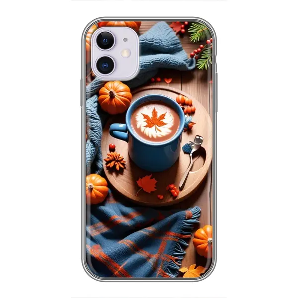 Чехол с принтом «Кофе и тыковки» для iPhone 11