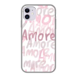 Чехол с розовым рисунком для iPhone 11 (Аморе любовь)