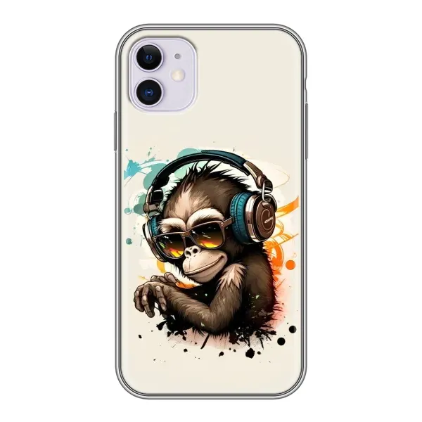 Чехол с принтом «Макака в наушниках» для iPhone 11