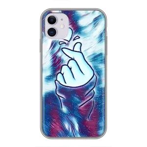 Чохол з принтом для iPhone 11 (AlphaPrint - Знак сердечка) (Радужне серце)