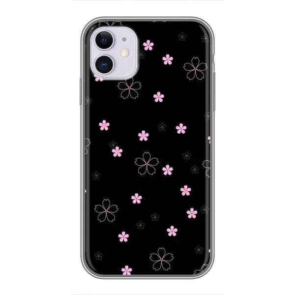 Чехол с принтом «Розовые цветы на черном» для iPhone 11